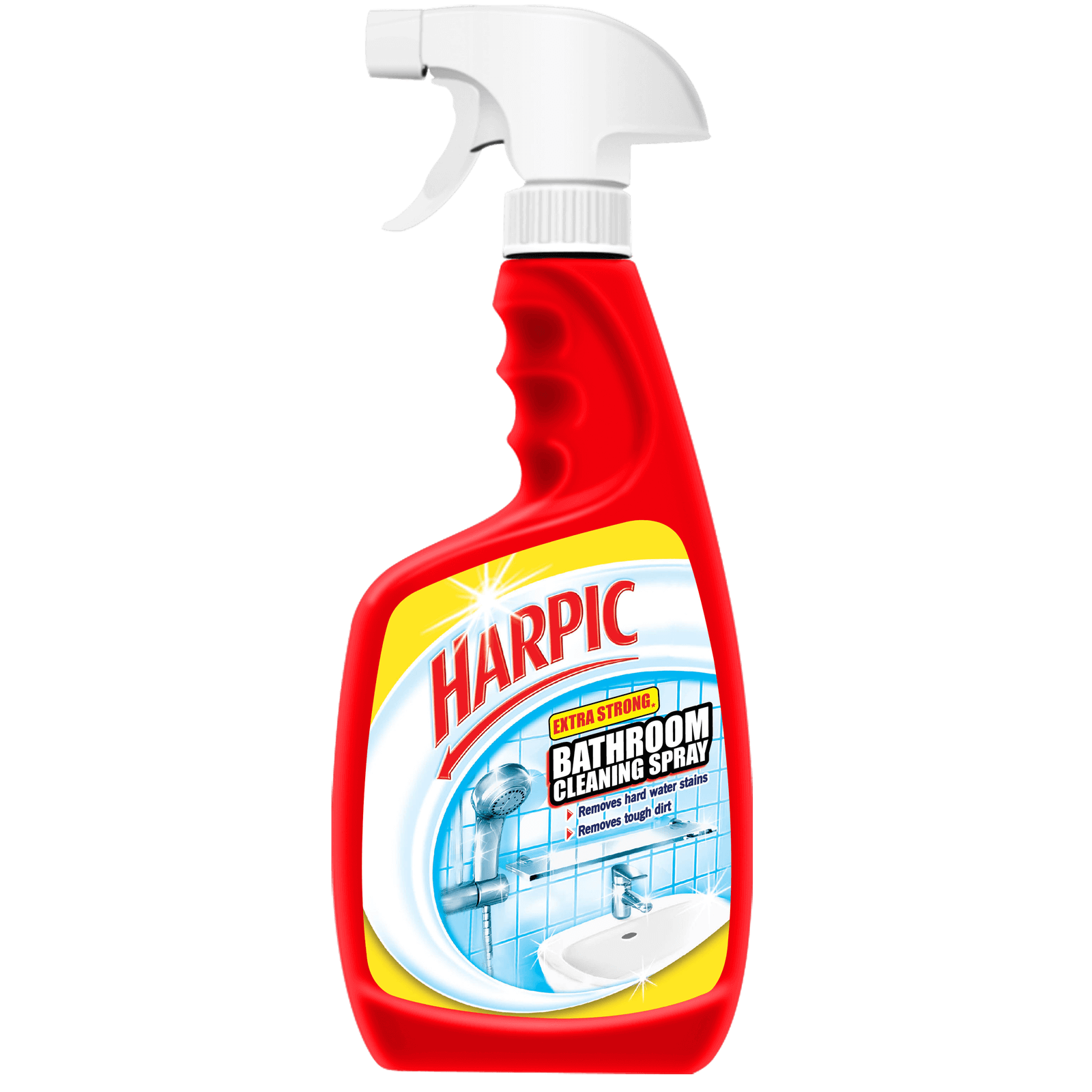 Red harpic bathroom cleaner